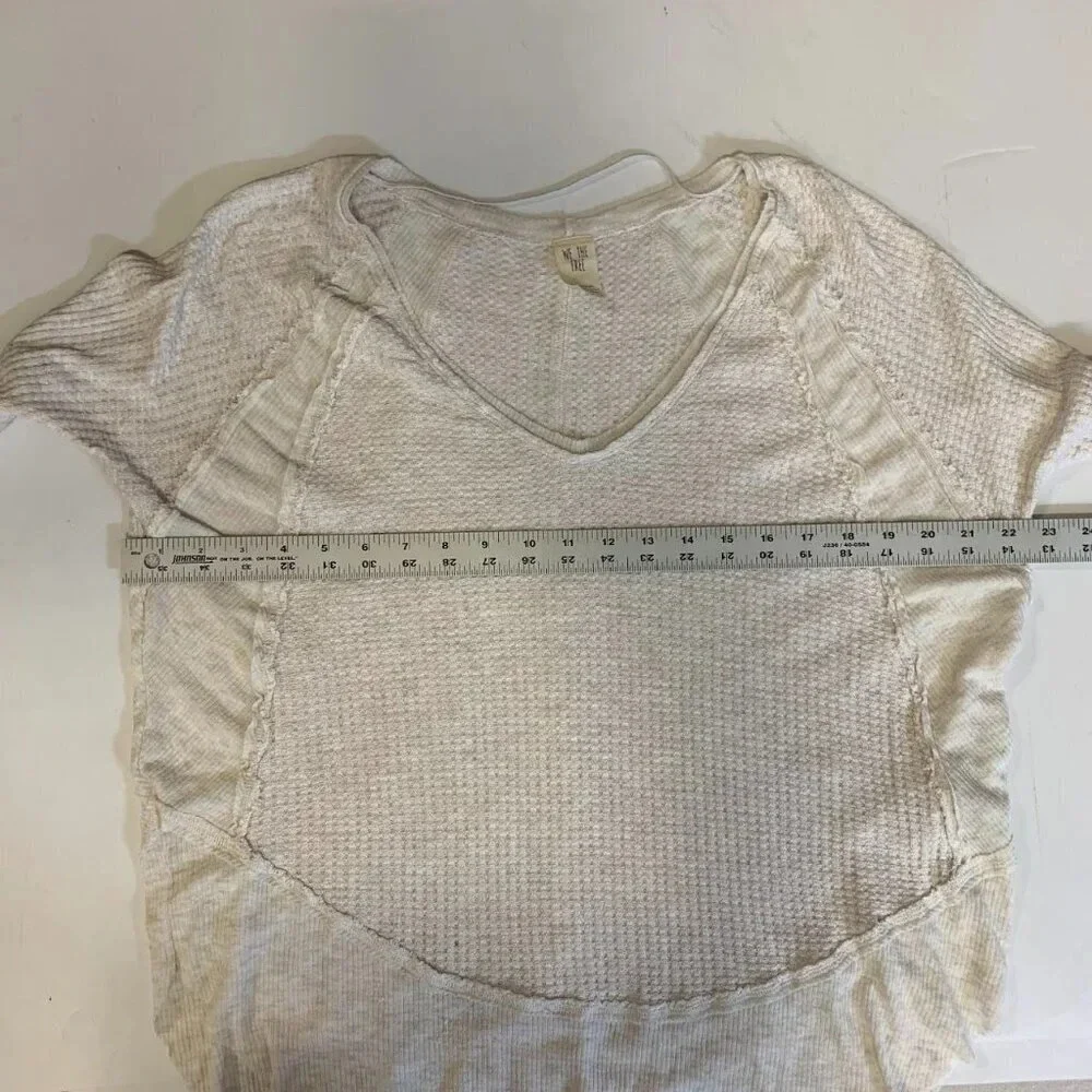We The Free Free People Women's Catalina Ribbed Unfinished Trim Thermal Top SZ S